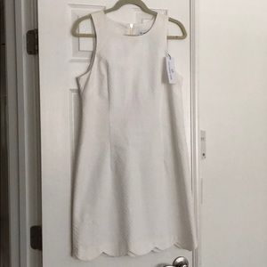 Southern Tide White Scalloped Shift Dress